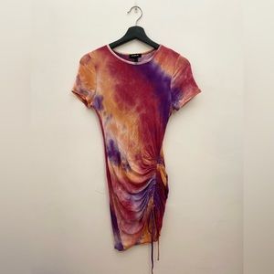 PUBLIC TIE DYE PURPLE/ORANGE BODY-CON DRESS